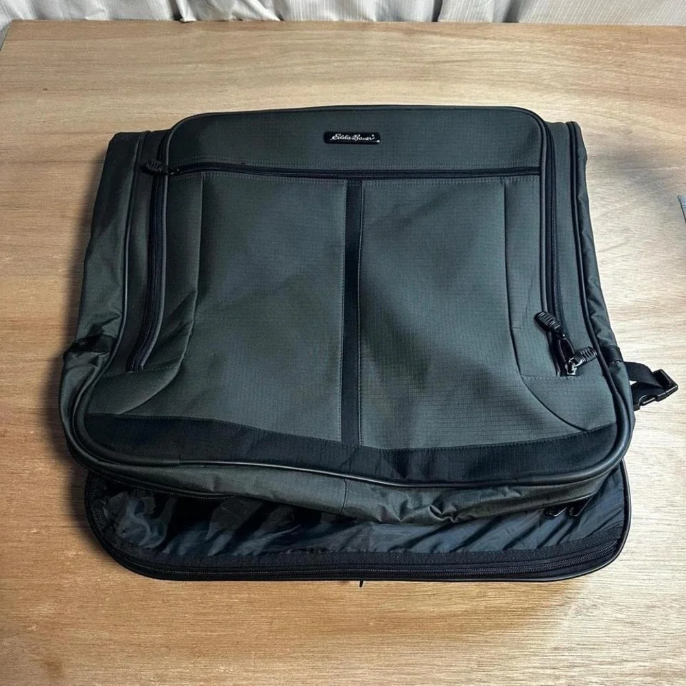 Eddie Bauer Garment Bag Luggage Carry On Travel Suitcase black gray